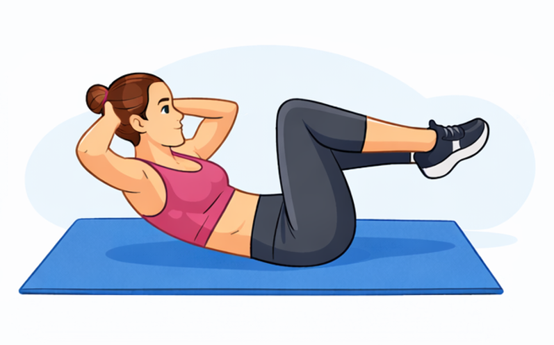 Bicycle Crunch – תנוחת התחלה, תרגילי בטן למתחילים