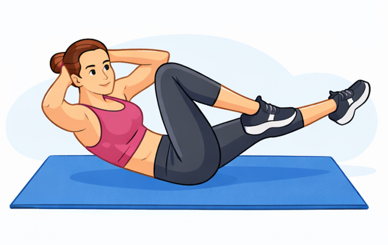 Bicycle Crunch – סיבוב מרפק לברך, תרגיל בטן למתחילים
