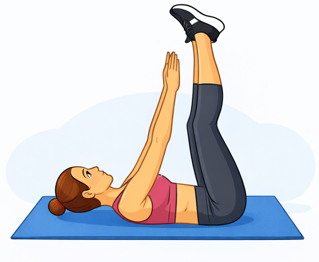 Toe Reach – תנוחת התחלה בשכיבה, תרגילי בטן למתחילים